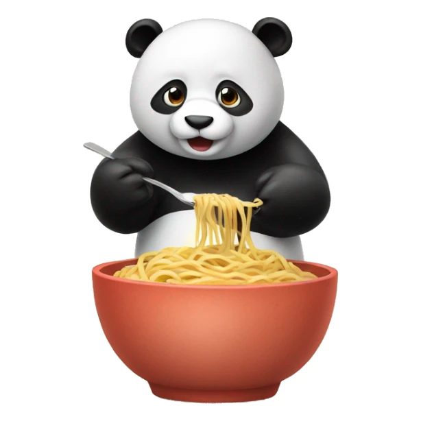 A panda eating a bowl of spaghetti  sticker