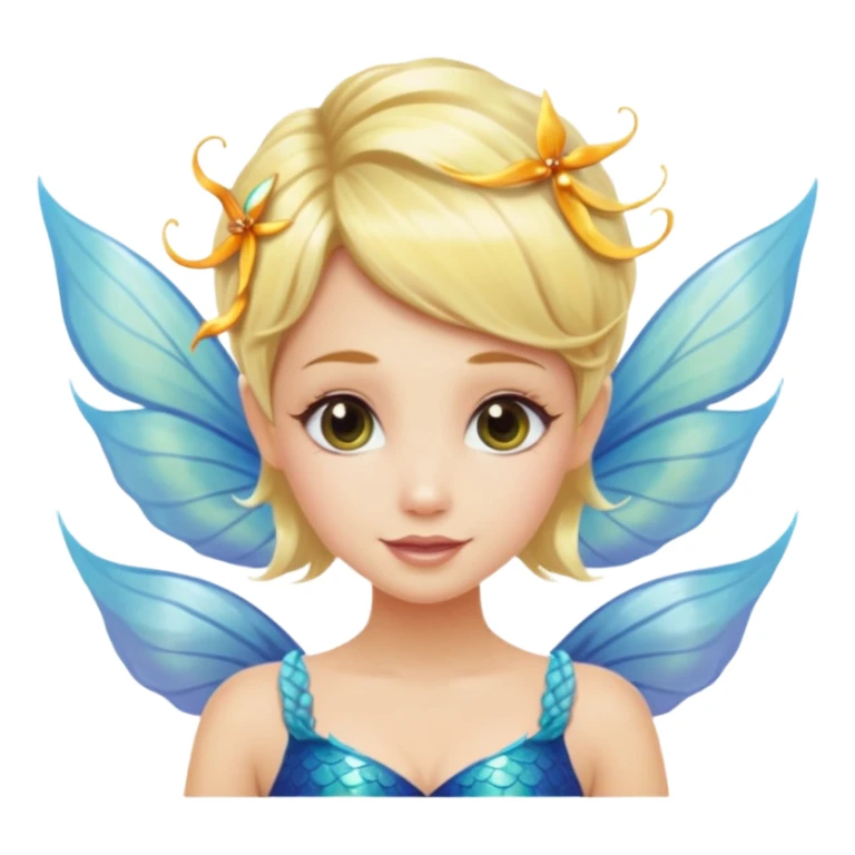 Blonde Mermaid with fairy wings and pixie haircut. sticker