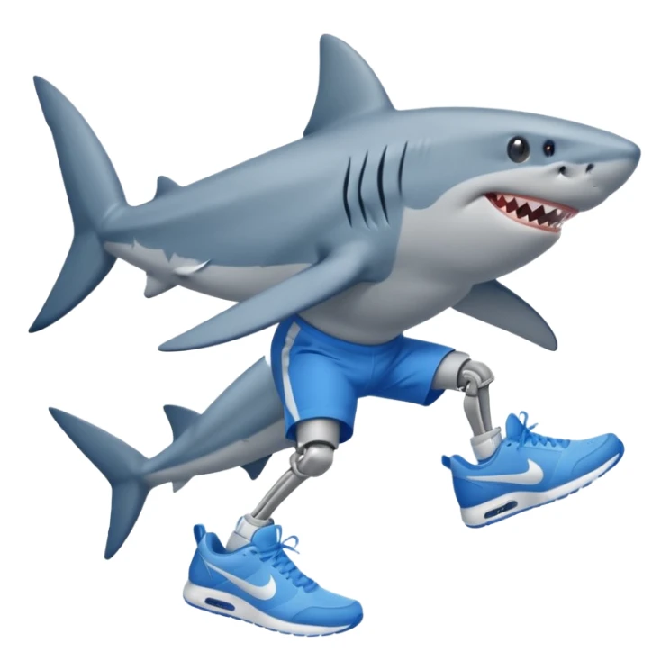 Shark with legs wearing blue Nikes and nothing else  sticker