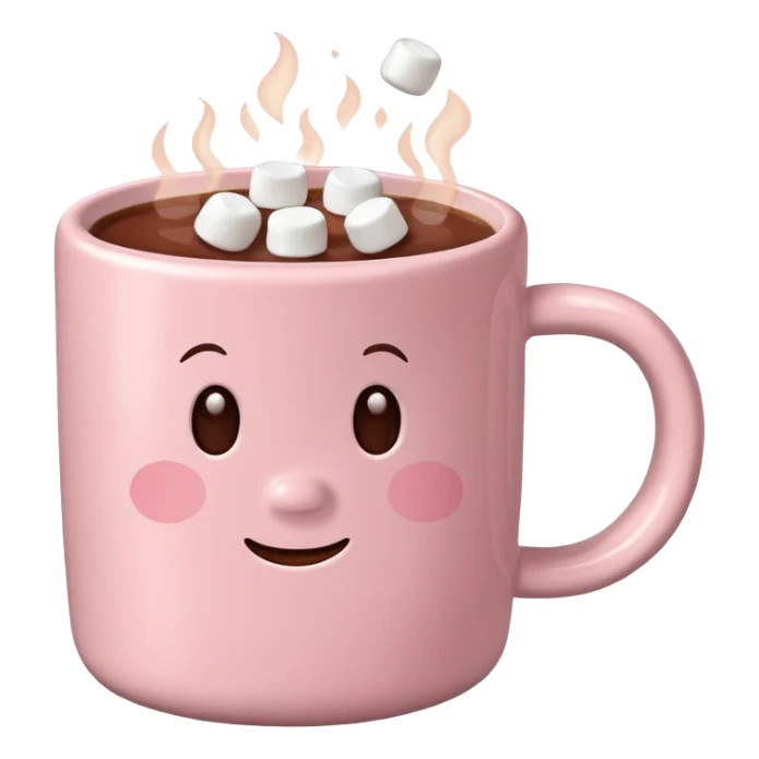Light Pink mug of hot chocolate with marshmallows sticker