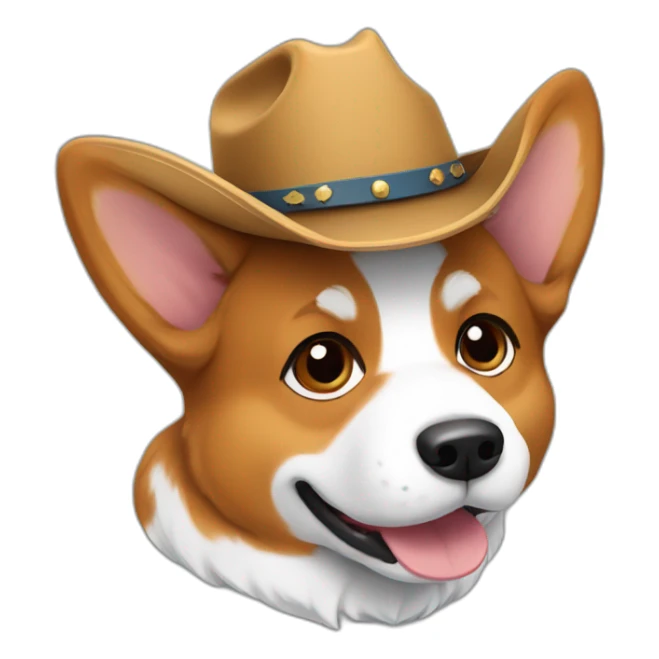  tricolor corgi wearing cowboy hat sticker