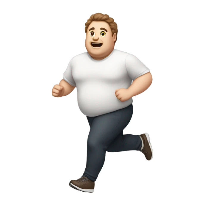 A fat white guy with brown hair running  sticker