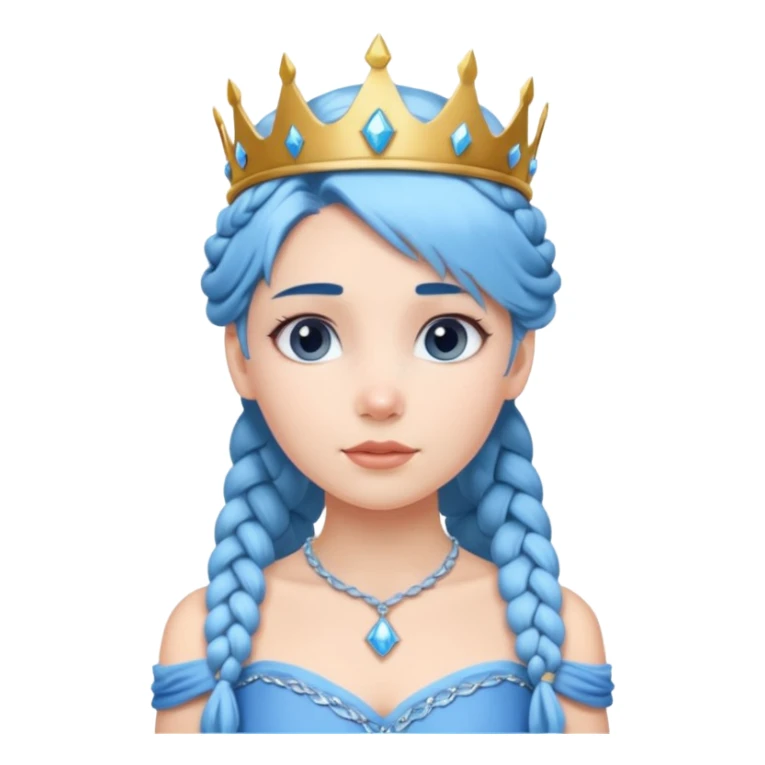 braided hair ice princess with crown blue hair sticker