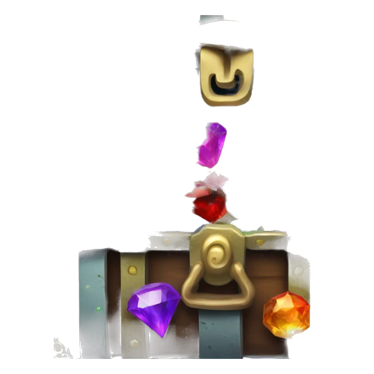 Open Treasure chest with colourful gems inside, alien themed chest sticker