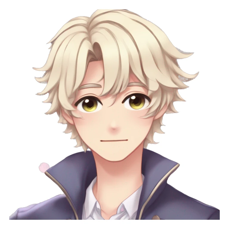 Gorgeous romantic hot attractive anime style modern gentlemanly anime shojo guy with long pretty lustrous hair and colorful eyes and blushing face aesthetic trending style  pastelcore cottagecore kawaiicore sticker