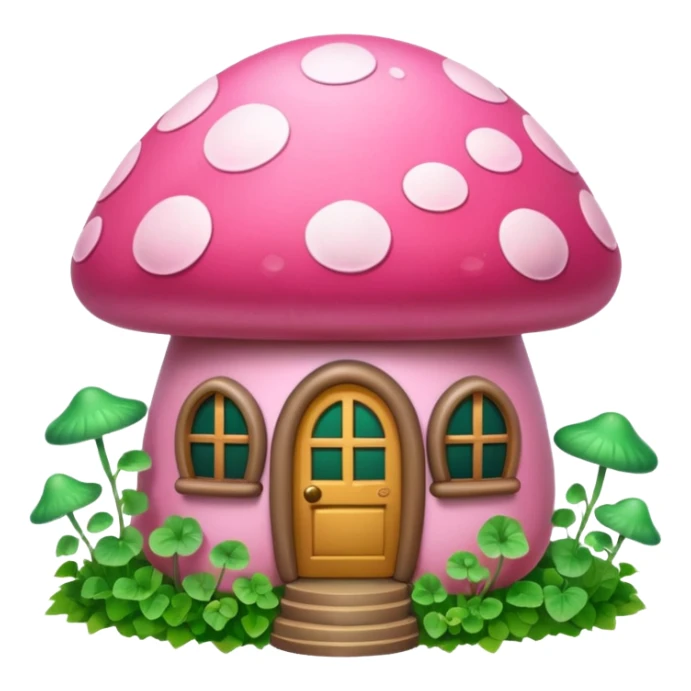 Pink little mushroom house covered in vines sticker