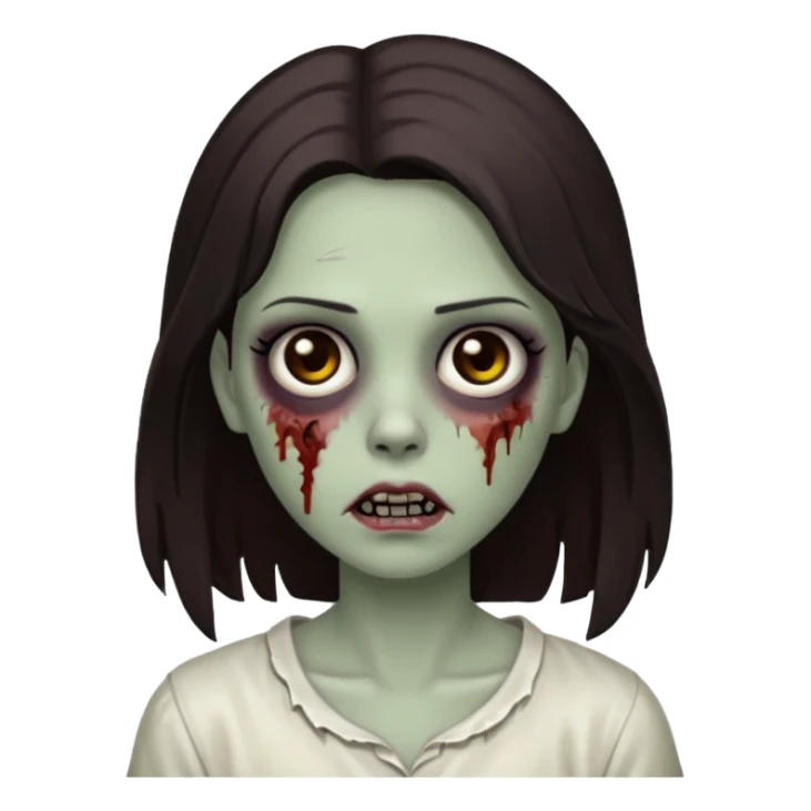 Black eyes, deep brown hair zombie girl sticker