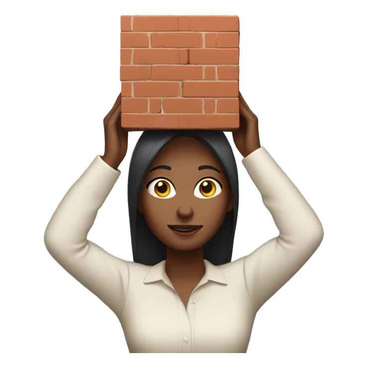 Woman holding brick over head sticker