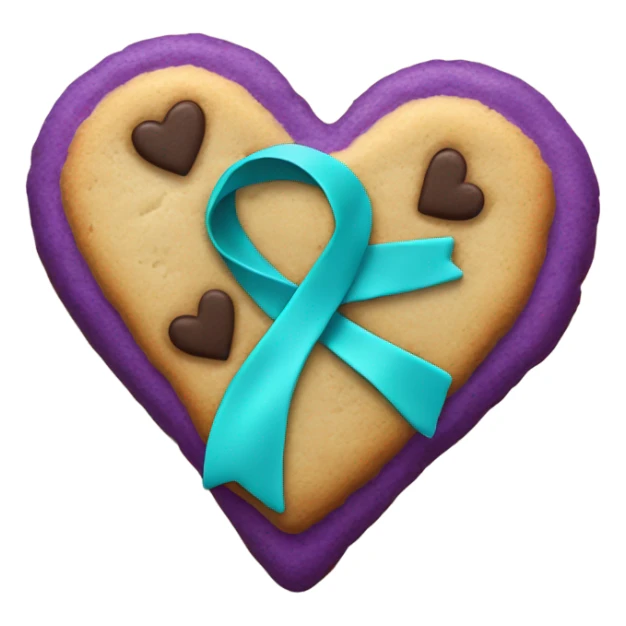 Purple teal Suicide awareness ribbon on heart cookie sticker