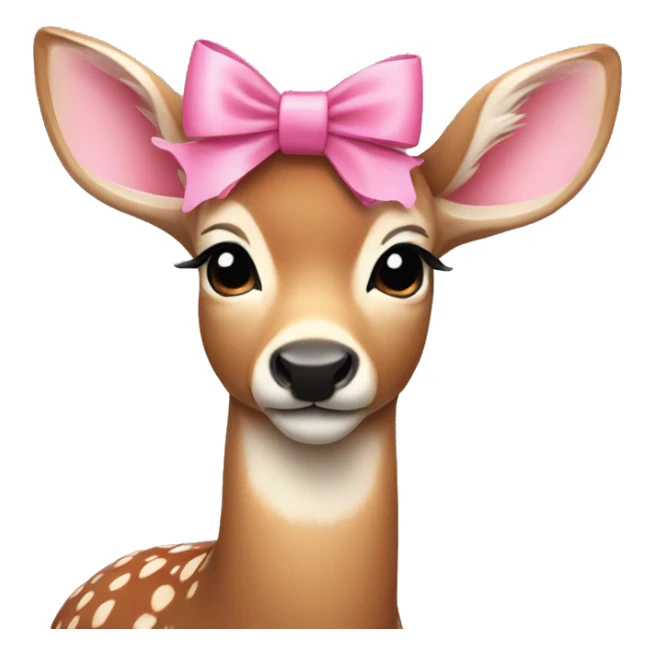 pretty deer with pink bow to the side of its head  sticker