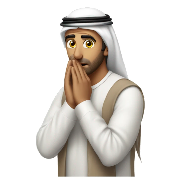 Arab holding his head with his hands photorealistic serious sticker