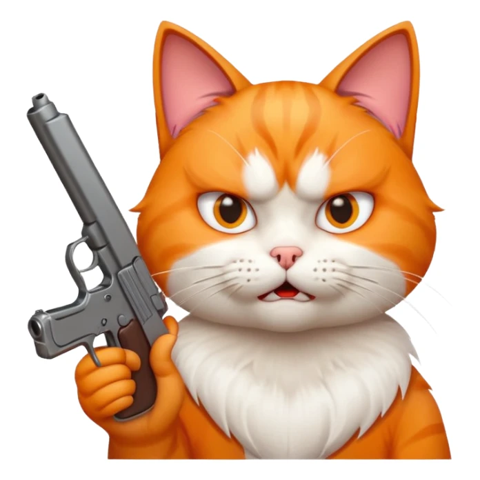 Cat with gun that's very angery sticker