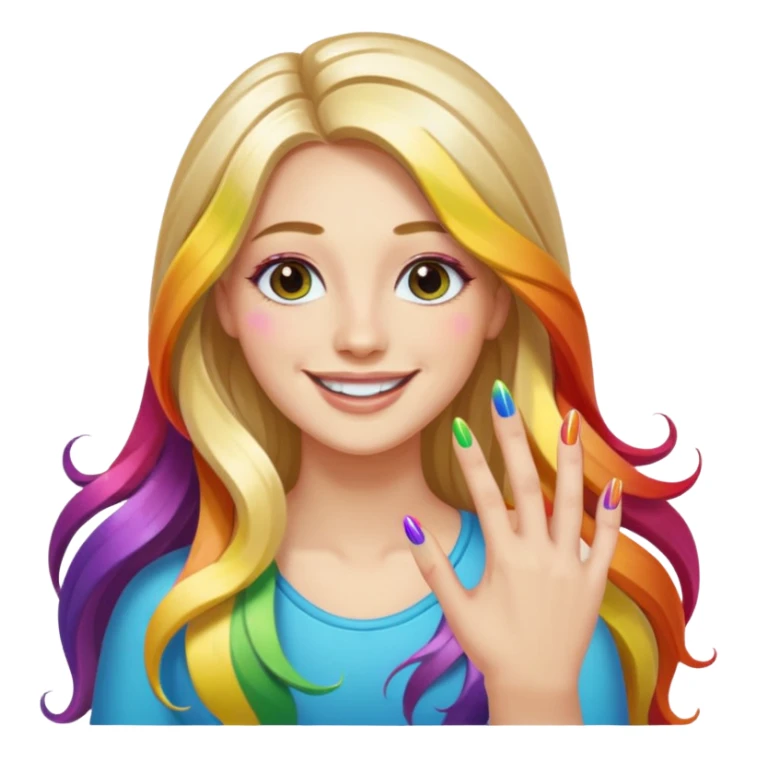long haired woman rainbow nail art sticker