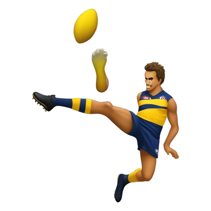 Nick daicos kicking an afl goal with a yellow ball on the MGC sticker