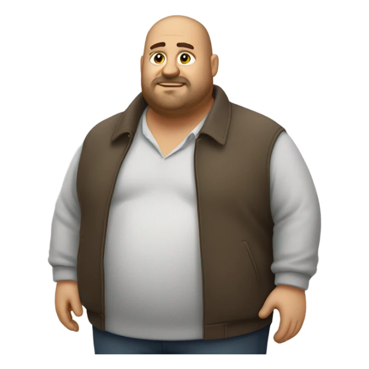 fat italian man, with brown buzz cut and a stubbled beard, wearing smart plain clothes. sticker