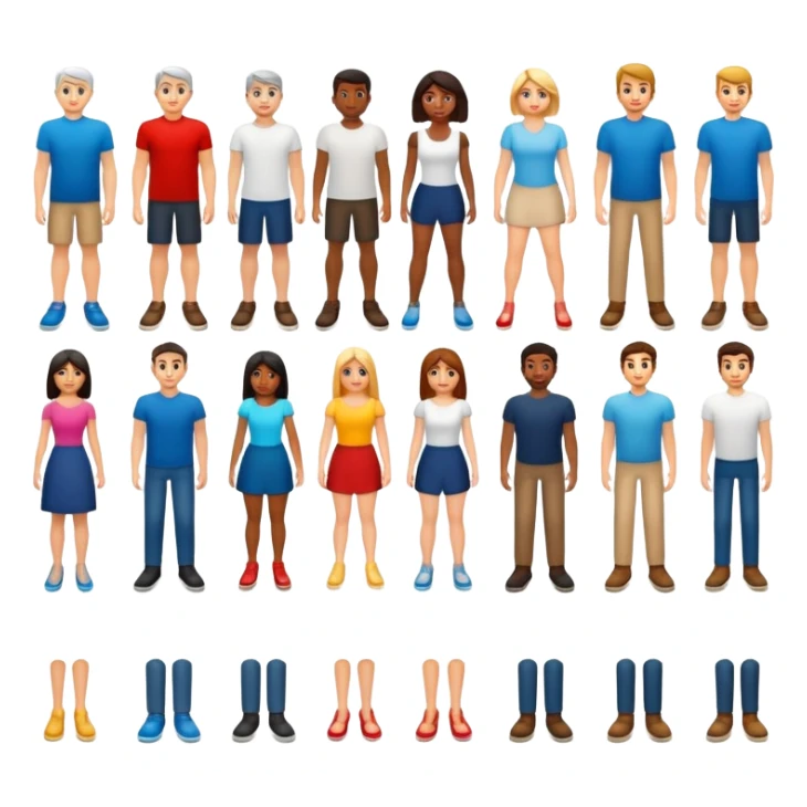 american men and woman photorealistic standing on feet sticker