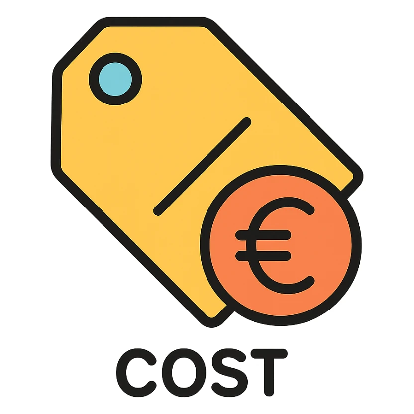 cost icon with euro symbol sticker
