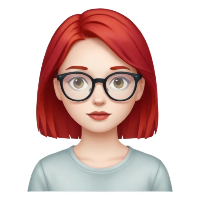 pale girl with dyed red hair and glasses sticker