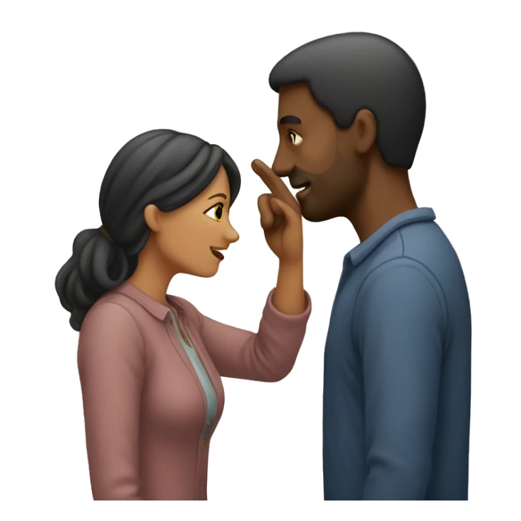 a woman touches a man's nose with her hand sticker