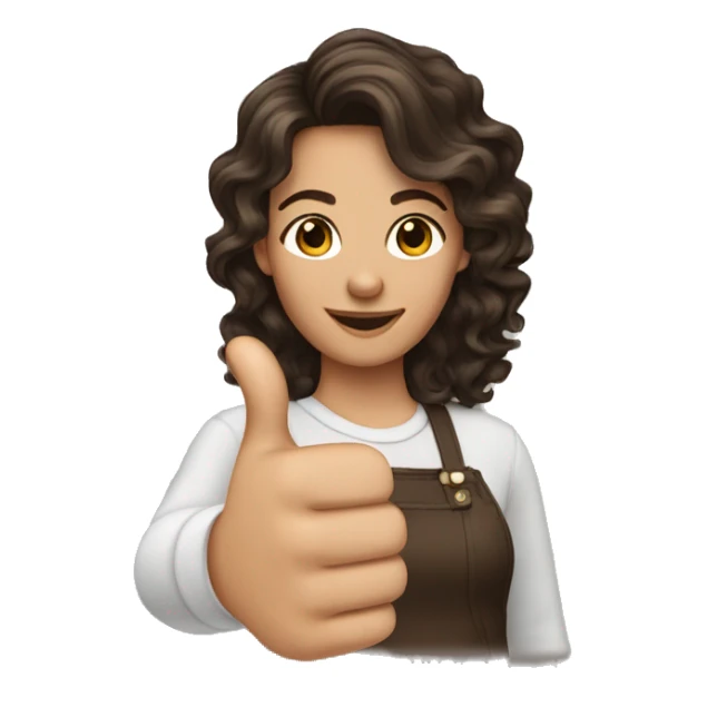 brunette girl wavy hair thumbs up sticker