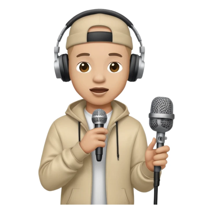 rapper singing with a microphone on a stand and wearing headphones sticker