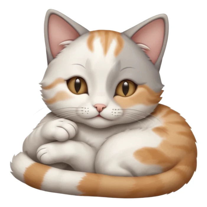 grey and white small cat with its eyes closed lying down with his paw curled under his head holding it up sticker