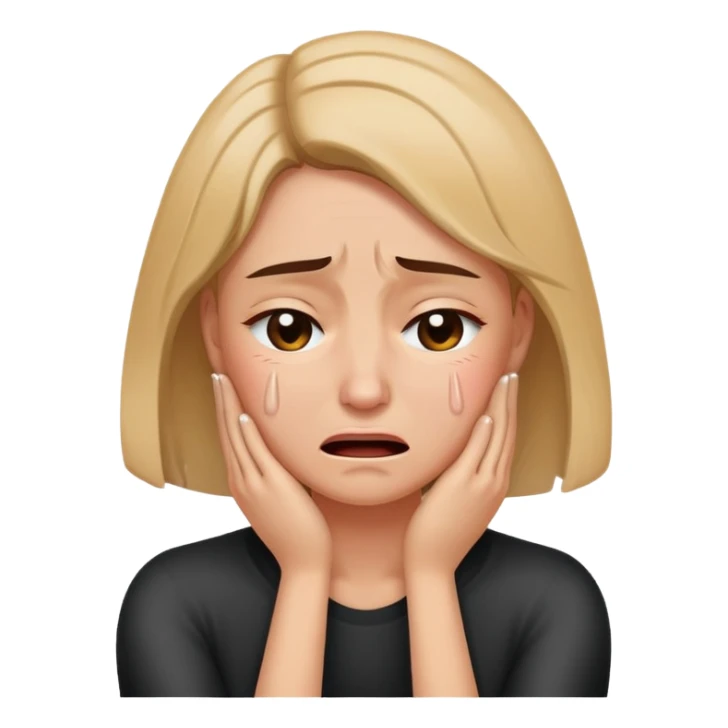 Women with hands around neck crying  sticker