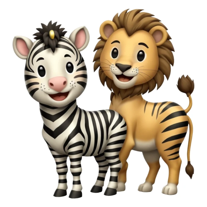 A zebra laughing at a lion sticker