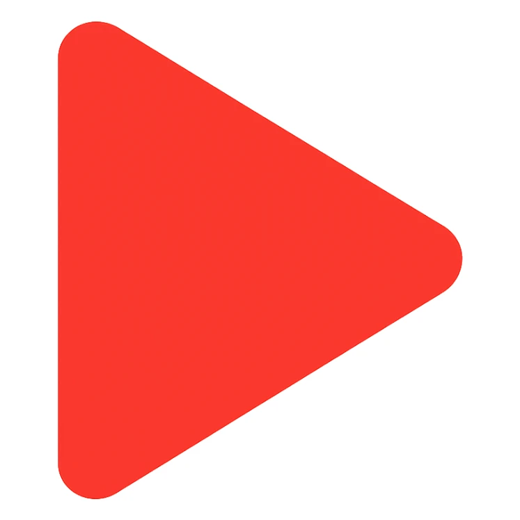 Make the triangle a vivid red color, keep it pointing right, no outline, icon style, with no background. sticker