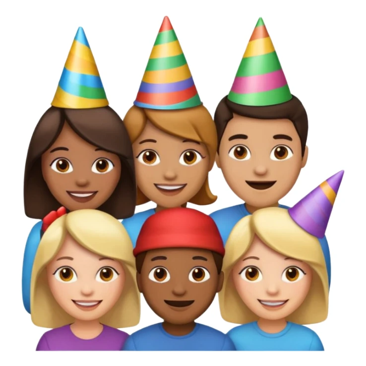 a big group of friends, emoji style sticker