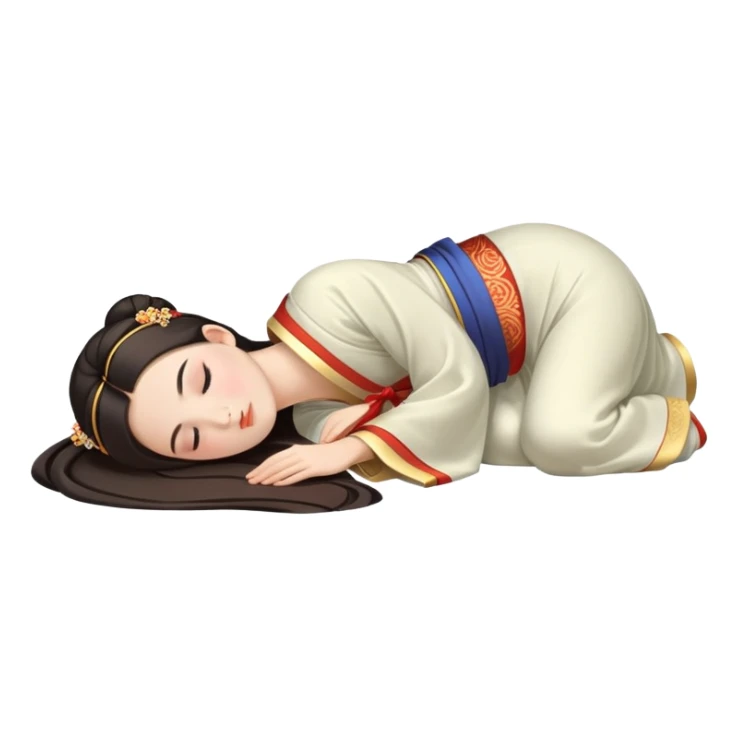 Beautiful girl in Hanfu lying on the ground sleeping sticker