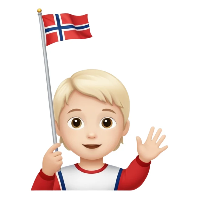 child waving Norwegian flag during 17th of May celebration sticker