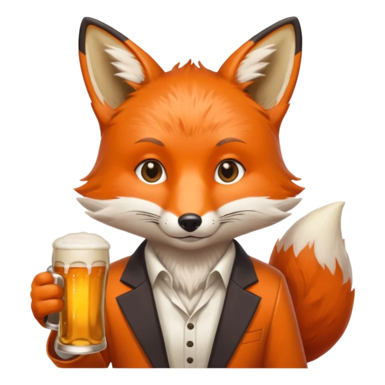 Un renard style manga qui tien une bierre marqué pmusama sticker