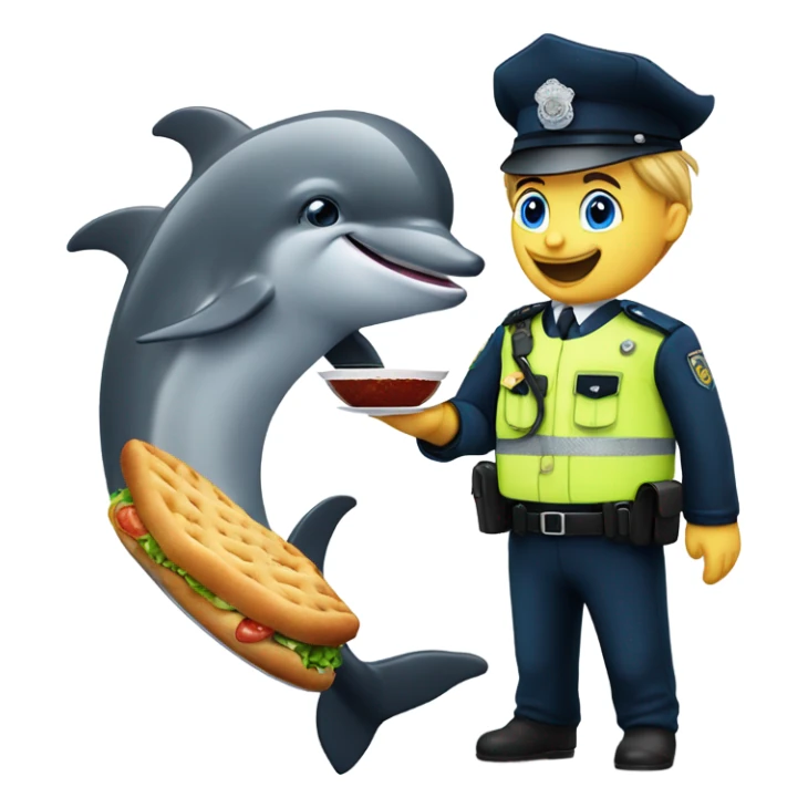 a dolphin who is both german and a police officer eating a schnitzel  sticker