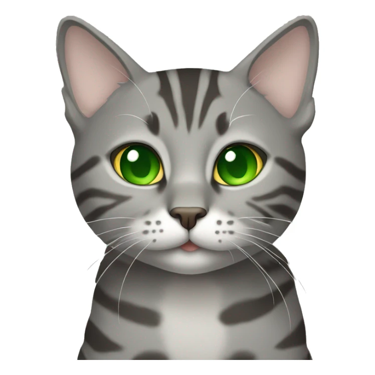 gray tabby cat full length with green eyes sticker