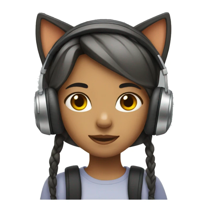 Girl with cat headphones  sticker