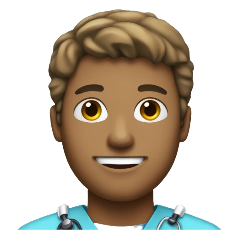 Make a male adolescent nurse emoji with blue scrubs on  sticker