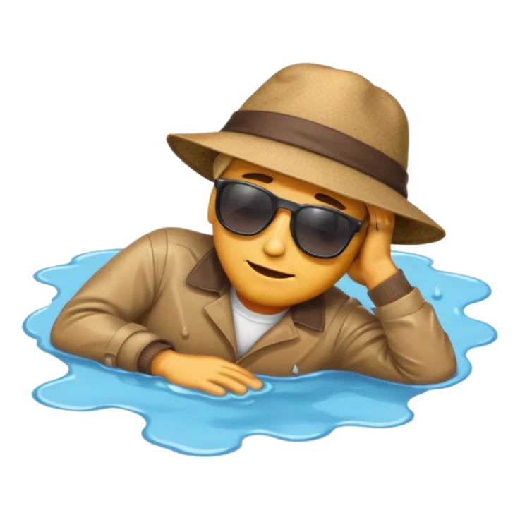 apple style emoji of a man lying face down in a puddle sticker
