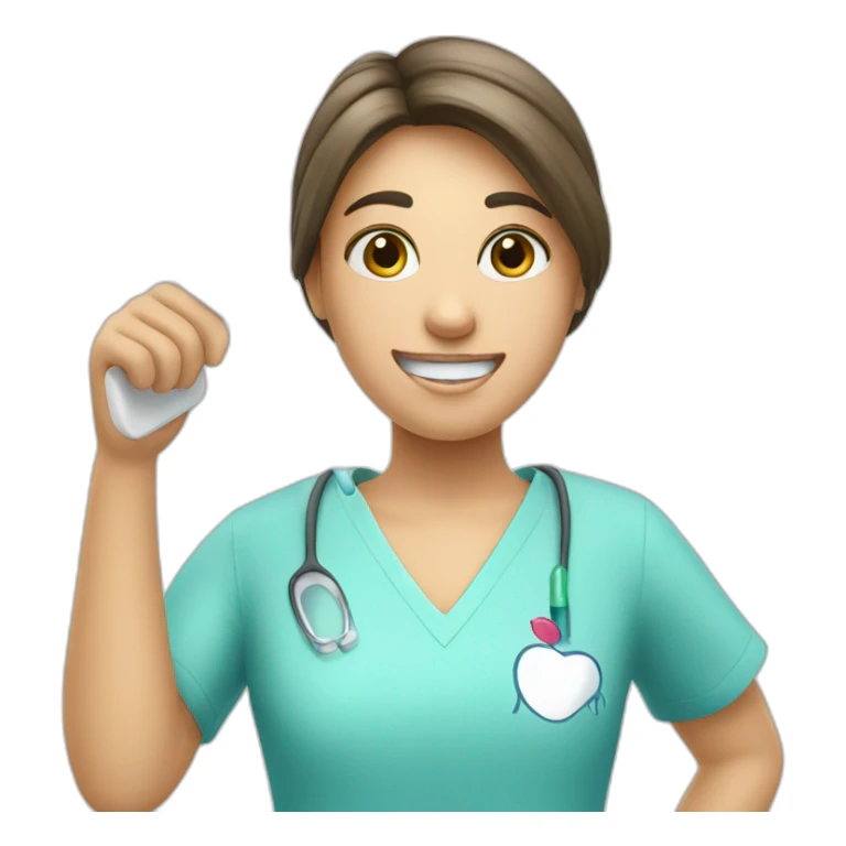 dentist girl with a toothbrush in his hand sticker