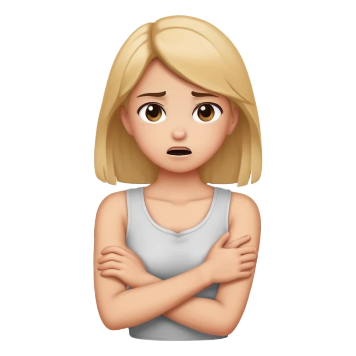 Girl arm crossed over her chest chocking her neck angrily sticker