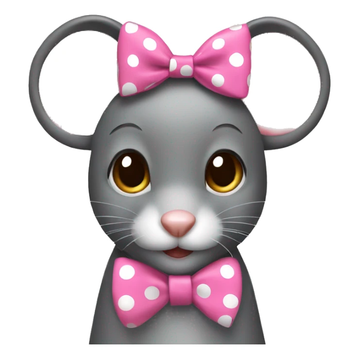 Girl mouse animal with pink polka dot bow on head sticker