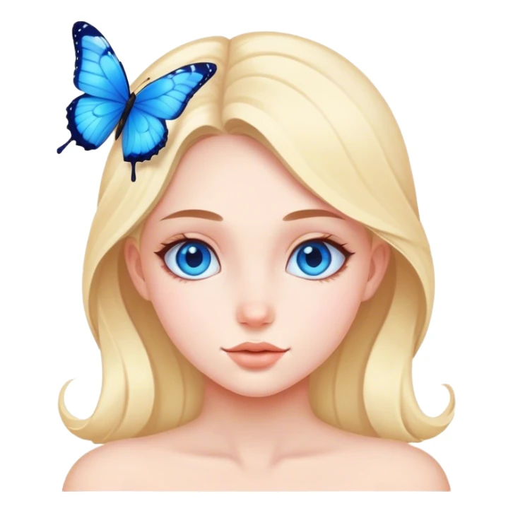 Girl with blue butterfly sticker