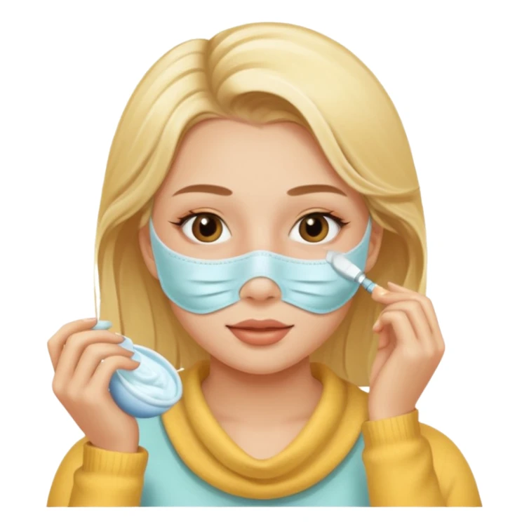 Una chica rubia haciendo skincare sticker