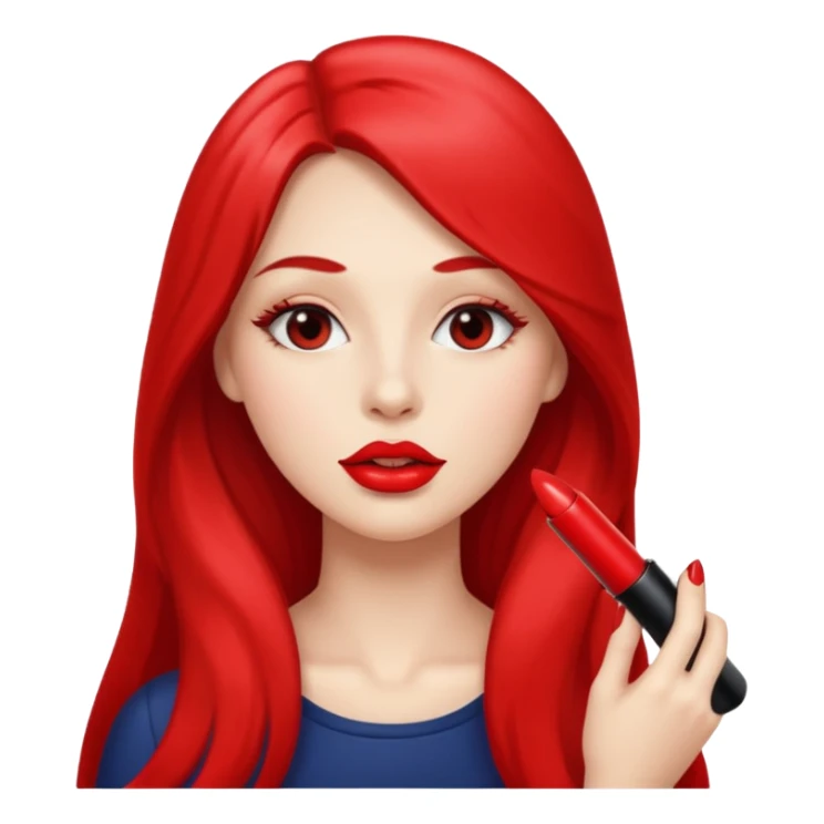long haired woman putting liptstick sticker