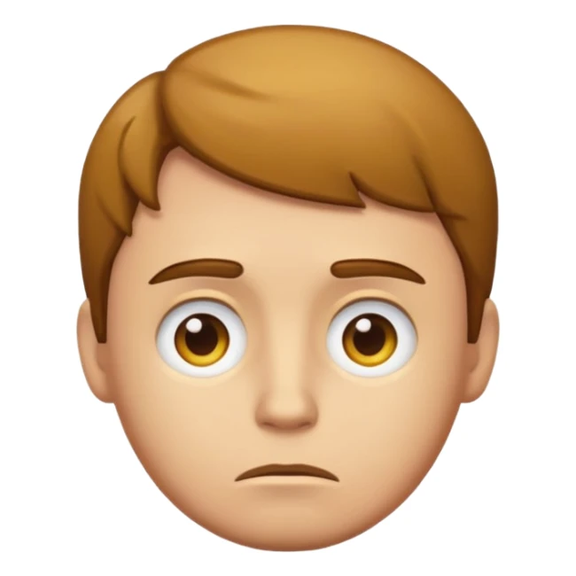 a sad yellow male emoji with brown hair sticker