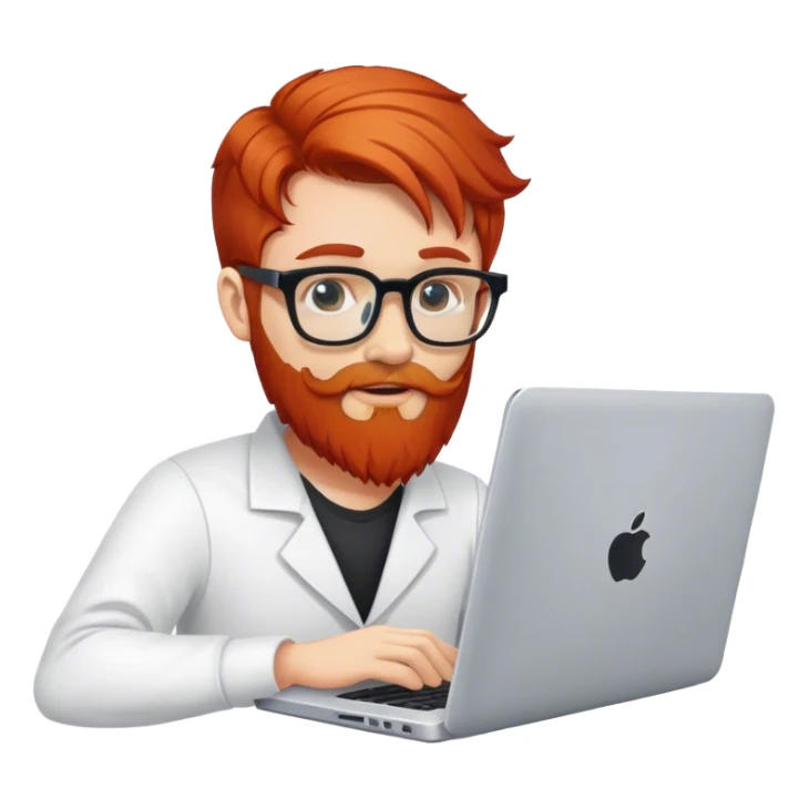 Create a redhead programmer using his laptop. Don't give him a beard, but give himglasses sticker