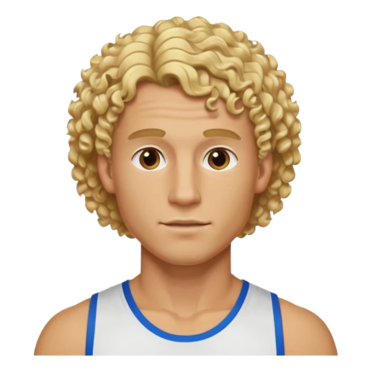 Athletic man with blond curly hair but it is shaved on the side sticker
