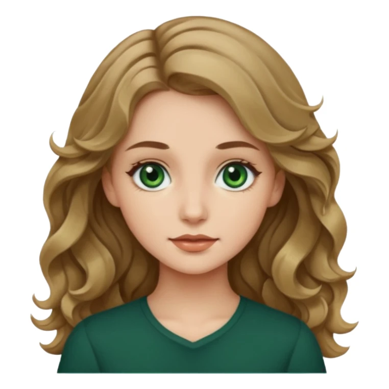chica ondulada con ojos verdes oscuros blanquita de piel y pelo rubio oscuro sticker