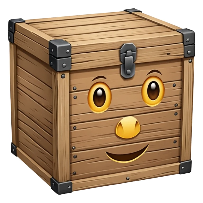 Draw a box made of three non-fruit wooden boards with a front view
 sticker