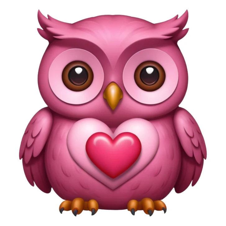 a pink owl in love with a bear, heart eyes, romantic sticker